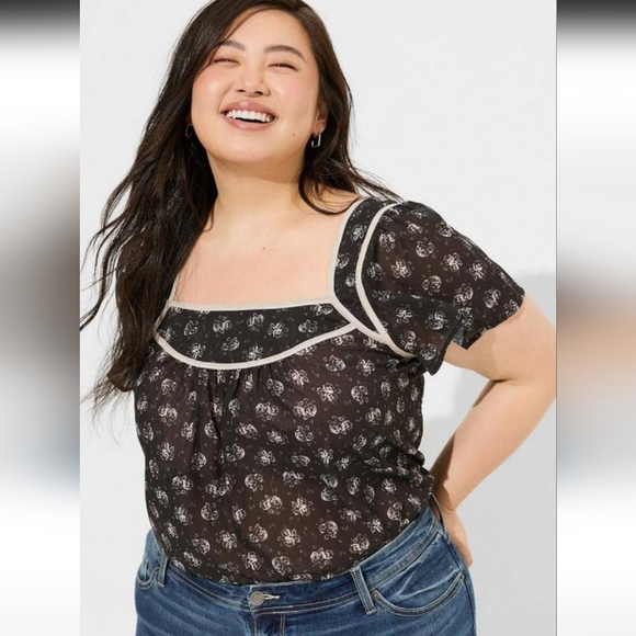 TORRID CHIFFON FLUTTER SLEEVE TOP L - Picture 1 of 7